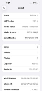 iPhone 14 Pro Max 128GB Space Black Battery 85% Used New
