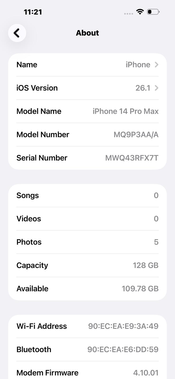 iPhone 14 Pro Max 128GB Space Black Battery 85% Used New