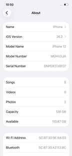 iPhone 12 128GB White – Battery 78% Used Like New