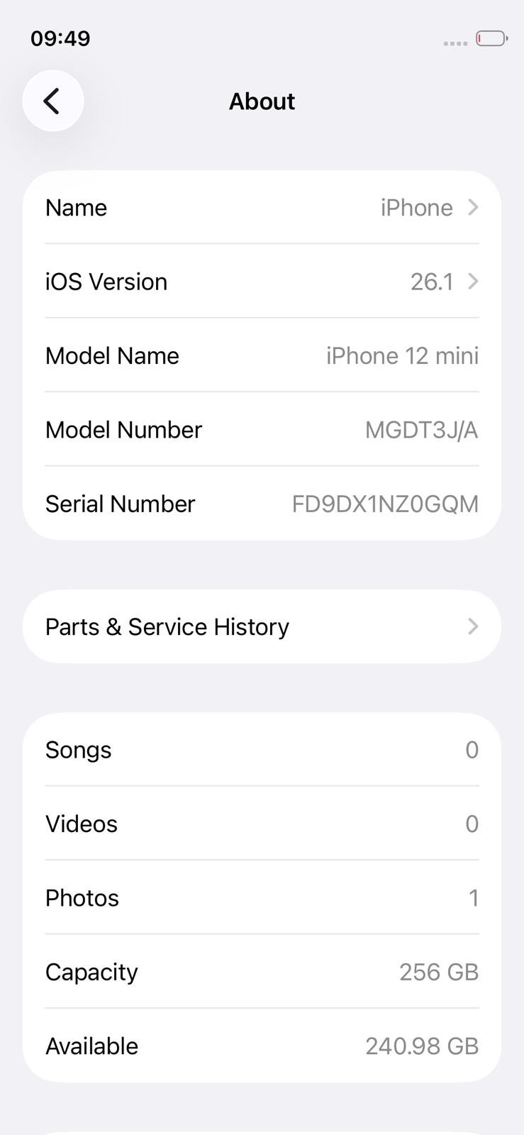 iPhone 12 Mini 256GB Starlight – Battery 100% Used Like New