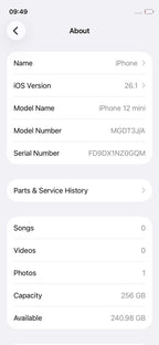 iPhone 12 Mini 256GB Starlight – Battery 100% Used Like New
