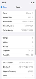 iPhone 12 Mini 128GB Blue – Battery 73% Used Like New