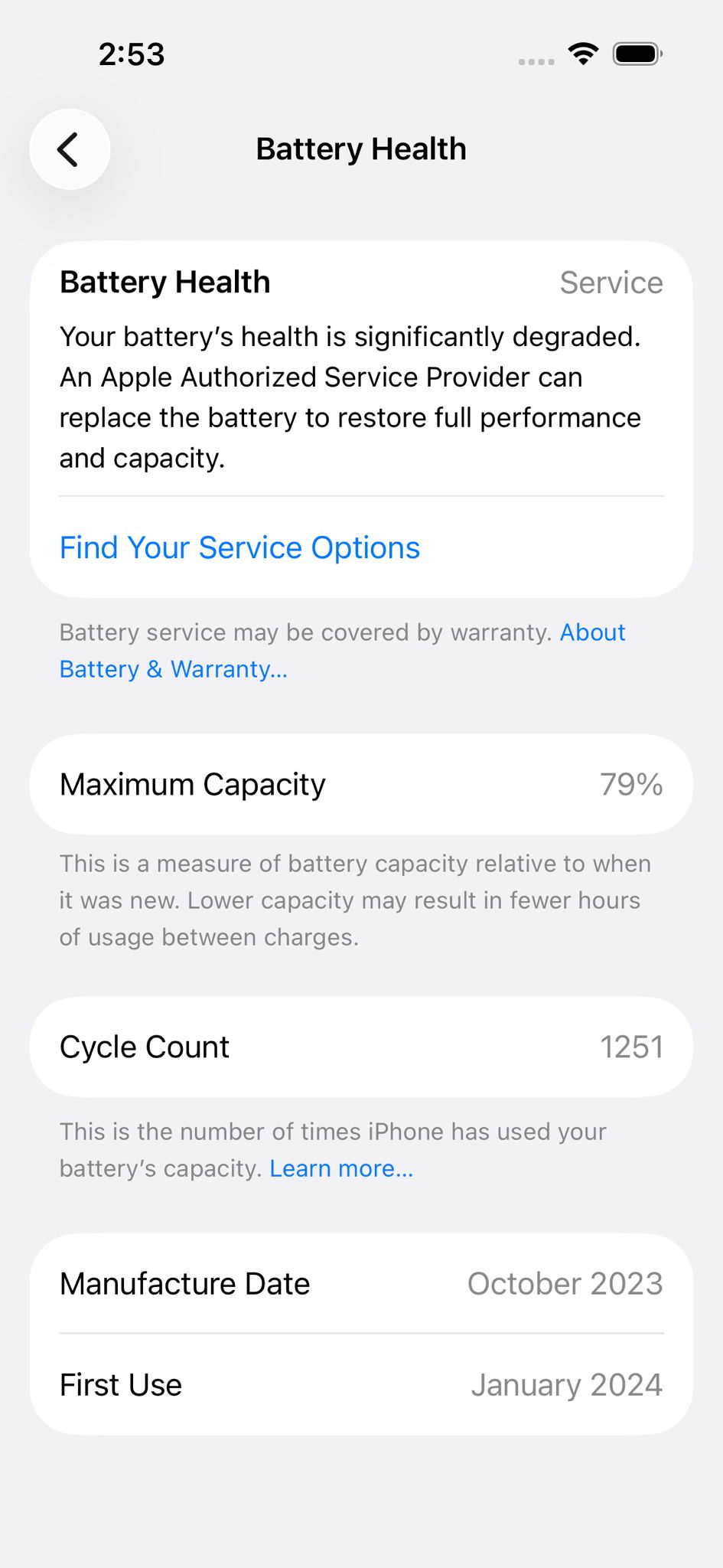 iPhone 15 128GB Blue – Battery 79% Used Like New