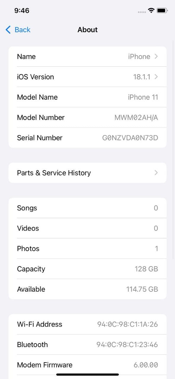 iPhone 11 128GB Black 75% used original