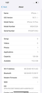 iPhone 14 Plus 128GB Purple – Battery 86% Used Like New