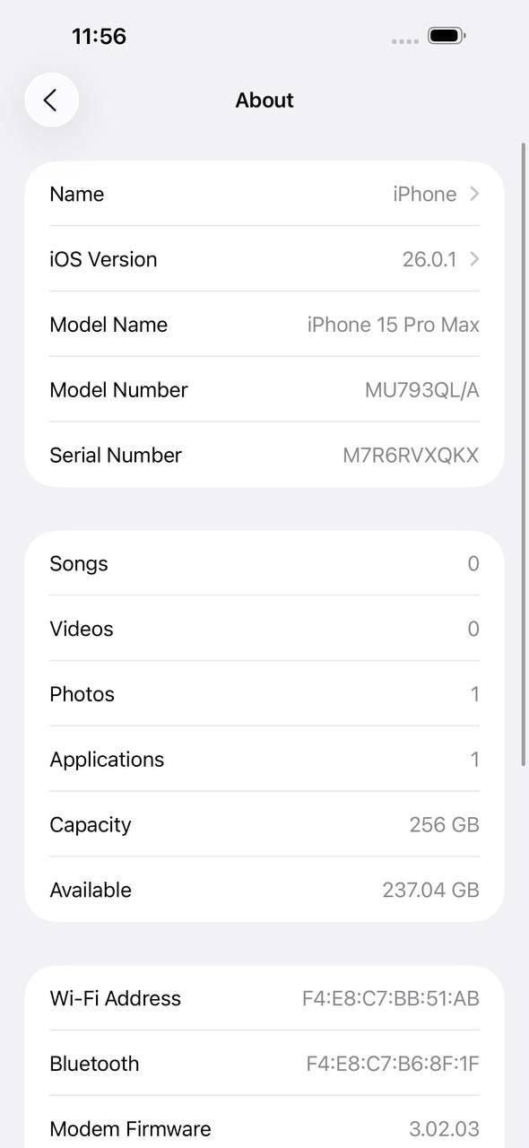 iPhone 15 Pro Max 256GB Natural Titanium – Battery 89% Used Like New