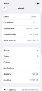 iPhone 13 Mini 128GB Starlight – Battery 85% Used Like New