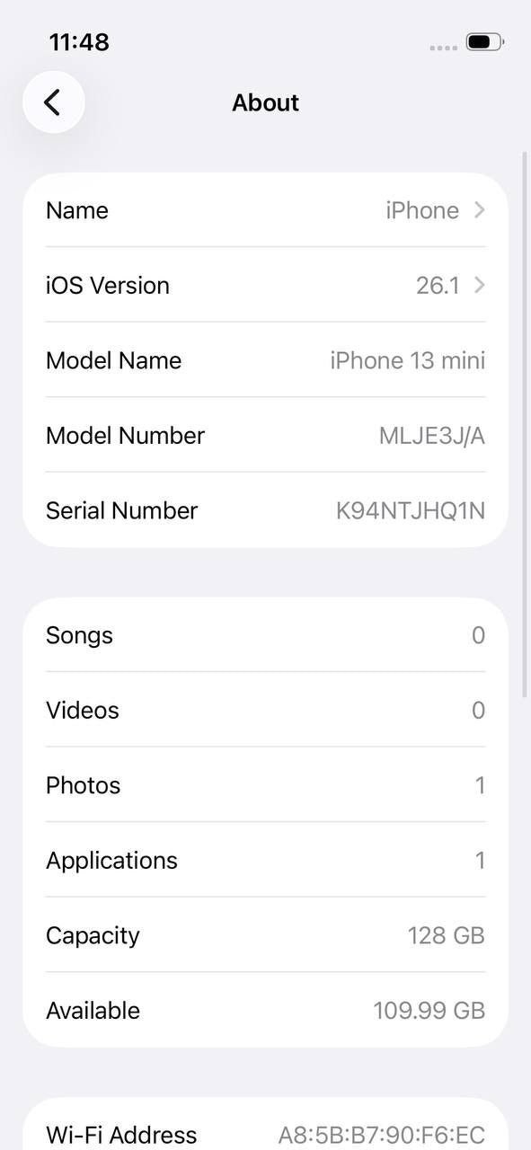 iPhone 13 Mini 128GB Starlight – Battery 85% Used Like New