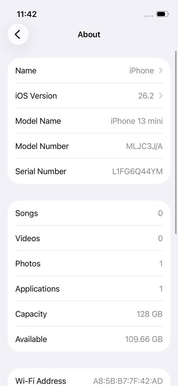 iPhone 13 Mini 128GB Black – Battery 85% Used Like New