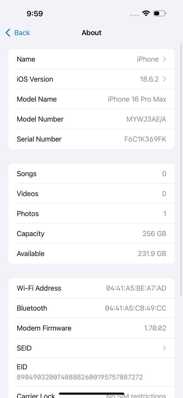 iPhone 16 Pro Max 256GB Desert – Battery 89% Used Like New