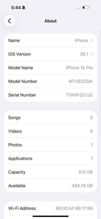 iPhone 15 Pro 512GB Natural Titanium – Battery 90% Used Like New