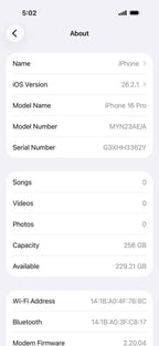 iPhone 16 Pro 256GB Desert Titanium – Battery 90% Used Like New