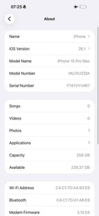 iPhone 15 Pro Max 256GB Blue – Battery 88% Used Like New